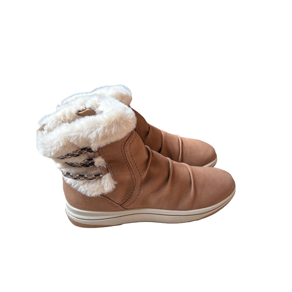 Clarks Cloudsteppers Womens 7 Brown Faux Suede Fur Trim Ankle Boots NEW